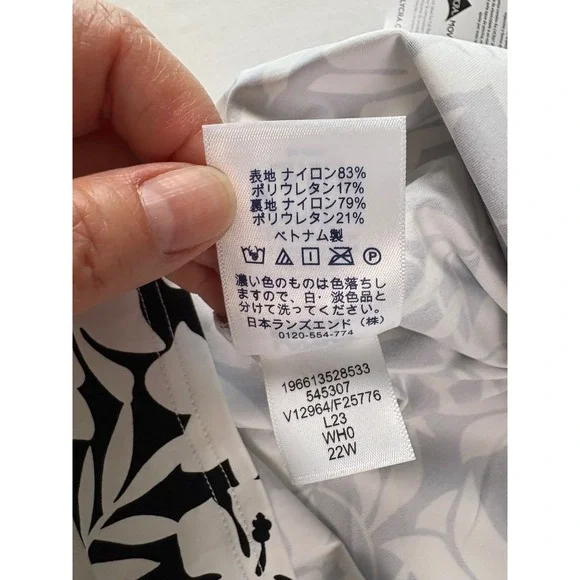 NWT Lands End Tankini Top Womens 22W Black White Floral Square Neck Modest Swim - Picture 5 of 6